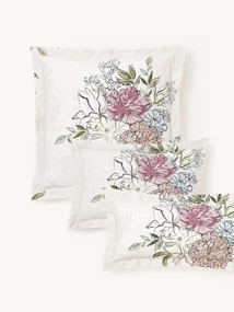 Katoenensatijnen kussenhoes Margot met bloemenprint