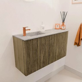 Mondiaz Joya DLux 80cm toiletmeubel ronding rechts dusk met wastafel faye links 1 kraangat glace