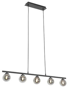 QAZQA Eettafel / Eetkamer Moderne hanglamp zwart 100 cm 5-lichts met smoke glas - Athens Landelijk G9 Binnenverlichting Lamp