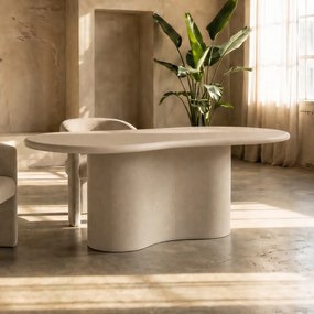 Organische Eettafel Beige Betonlook 225 Cm - 200 X 110cm.