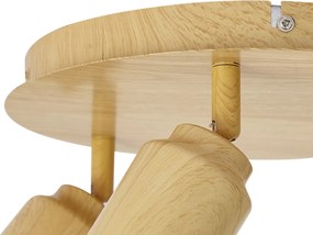 Japandi plafondlamp licht hout met verstelbare spots 3-lichts IP44 - Ducha