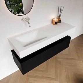 Zaro Alan badmeubel 130cm urban 1 lade met vrijhangende wastafel cloud links zonder kraangat talc
