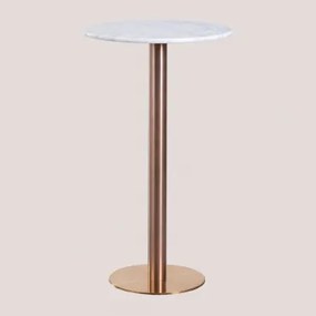 Ronde Hoge Bartafel Ø60 Cm In Cosmopolitan Marmer Wit Marmer Guangxi & Roségoud - Sklum