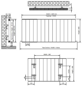 Eastbrook Vesima radiator 140x60cm aluminium 1844W zwart mat