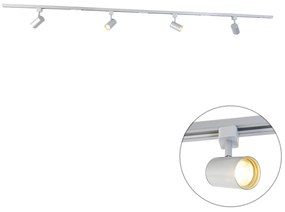 Modern railsysteem met 4 Spot / Opbouwspot / Plafondspots zilver 1-fase - Iconic Yade Modern GU10 Binnenverlichting Lamp