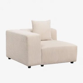 Linker Hoekmodule 115x113 Cm Met Hoge Armleuning En Kussen Voor Modulaire Bank Bruna Linnen Fluweel Linnenbeige - Sklum