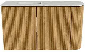 Mondiaz Joya DLux 70cm toiletmeubel ronding rechts oak met wastafel faye links 1 kraangat opalo