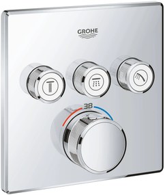 Grohe Grohtherm Smartcontrol 310 Comfortset inbouw regendoucheset Cube met 3 straalsoorten en plafondaansluiting Ø31cm chroom