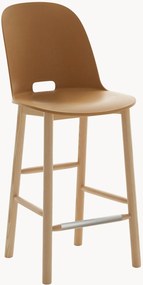 Handgemaakte barstoel Alfi High Back met essenhouten poten