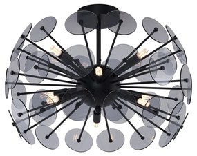 Art Deco plafondlamp zwart met smoke - Atomic
