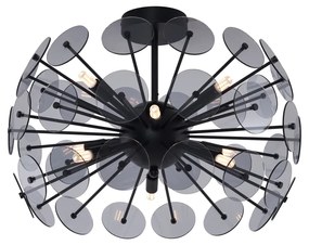 Art Deco plafondlamp zwart met smoke - Atomic Art Deco G9 bol / globe / rond Binnenverlichting Lamp