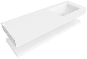 Zaro Alan badmeubel 140cm met planchet talc en vrijhangende wastafel cloud rechts zonder kraangat talc