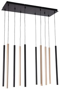 Eettafel / Eetkamer Hanglamp zwart met messing incl. LED dimbaar 10-lichts - Bea Design Binnenverlichting Lamp