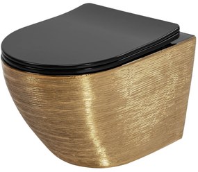 Hangende toilet Rea Carlo Mini Tornado Black Brush Gold