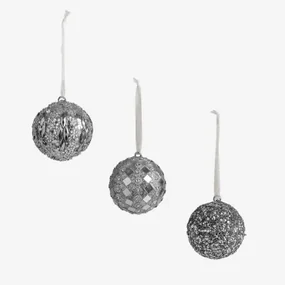 Set Van 3 Kerstversieringen Venia Grijs – Zilver - Sklum