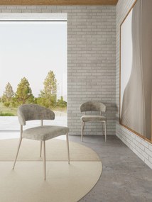 IRIS Beige (stof Juto 4) / grijs-beige frame (kashmir) – MODERNE GESTOFFEERDE STOEL VOOR WOONKAMER/EETKAMER BOHO