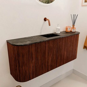 Mondiaz Joya DLux 105cm toiletmeubel ronding links/rechts ruby met wastafel faye midden zonder kraangat lava