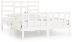 vidaXL Bedframe massief hout wit 150x200 cm 5FT King Size