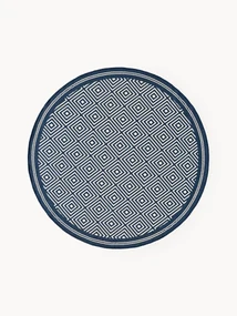 Ronde outdoor dubbelzijdig vloerkleed Reddy met ruitjesmotief