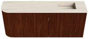 Mondiaz Joya DLux 100cm toiletmeubel ronding links ruby met wastafel faye rechts 1 kraangat meli