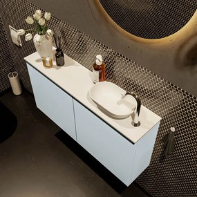 Mondiaz Fowy toiletmeubel 100cm clay met witte waskom rechts en kraangat