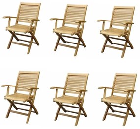 Arona dining tuinstoel inklapbaar met armleuning teak set van 6