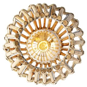 Landelijke plafondlamp bamboe en wit - Canna Capsule