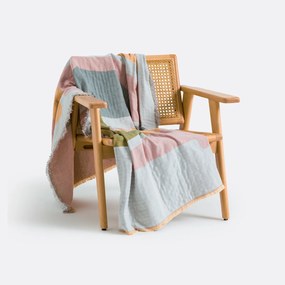 Gedessineerde jacquard plaid met franje aan de randen, LIZ