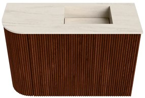 Mondiaz Joya DLux 60cm toiletmeubel ronding links ruby met wastafel faye rechts 1 kraangat meli