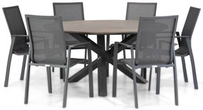 Tuinset Ronde Tuintafel 150 cm Aluminium Grijs 6 personen Lifestyle Garden Furniture Ultimate/Ancona