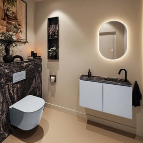 Mondiaz Ture DLux toiletmeubel 80cm clay met wastafel lava rechts met kraangat