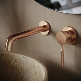 Saniclear Copper Curved inbouw wastafelkraan geborsteld koper