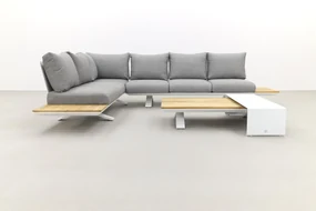 Suns Stockholm loungeset - White/teak - light antraciet