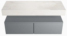 Mondiaz Alan DLux badmeubel 120cm plata 2 lades met wastafel ostra rechts 1 kraangat