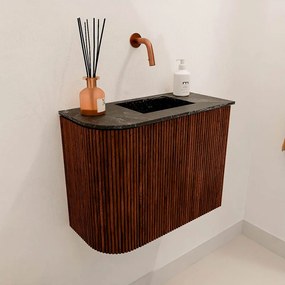Mondiaz Joya DLux 50cm toiletmeubel ronding links ruby met wastafel faye rechts zonder kraangat lava