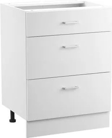 VEVOR witte onderkast (600 x 475 x 816 mm) met 3 lades, ongemonteerde ladekast, zelf te monteren kast met soft-close deuren en verstelbare plank, voor thuis en op kantoor