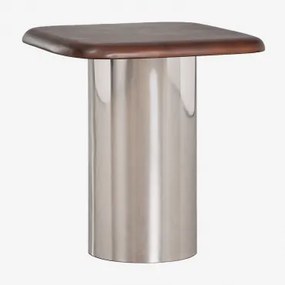 Pack Van 2 Vierkante Nachtkastjes 40x40 Cm Merieines Donker Handvat Hout & ↑50 Cm - Sklum