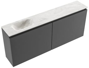 Mondiaz Ture DLux toiletmeubel 120cm dark grey met wastafel ostra links met kraangat