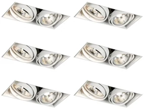 Set van 6 inbouwspots wit GU10 50mm 2-lichts trimless - Oneon Modern GU10 Binnenverlichting Lamp