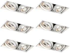 Set van 6 inbouwspots wit GU10 70mm 2-lichts trimless - Oneon Modern GU10 Binnenverlichting Lamp