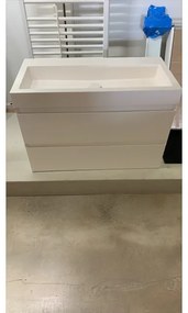 INK Wastafelonderkast - 80x40x52cm - 2 lades - greeploos - MDF lak wit mat incl. Momento wastafel mat wit met plug en sifon - zonder kraangat - OUTLET UDEN 1241010