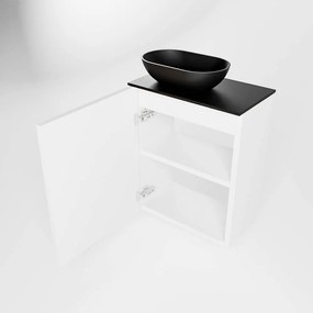 Mondiaz Fowy toiletmeubel 40cm talc met zwarte waskom links en kraangat
