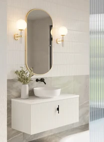 Muebles Ezra badmeubel ribbelfront 100cm wit mat met wit toppaneel zonder waskom