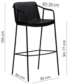 Dan-Form Boto Hoge Barkruk Minimalistisch Design Cocoa Kunstleer