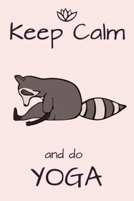 Ilustratie Hand drawn yoga raccoon with lettering, Daria Khivrenko