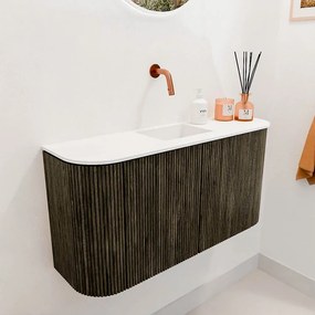 Mondiaz Joya 85cm toiletmeubel ronding links/rechts shadow met wastafel faye midden zonder kraangat talc