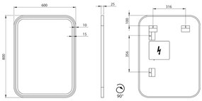 Sapho Cetis zwarte spiegel met LED-verlichting 60x80cm