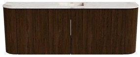 Mondiaz Joya DLux 115cm toiletmeubel ronding links/rechts walnut met wastafel faye midden zonder kraangat frappe