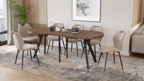 Mazzoni EXPANSO Bruin Eiken / zwarte poten - OVALE UITSCHUIFTAFEL 160-360 cm VOOR 16-18 PERSONEN
