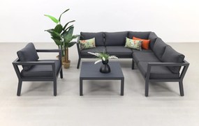 Calgary aluminium loungeset + loungestoel - Carbon